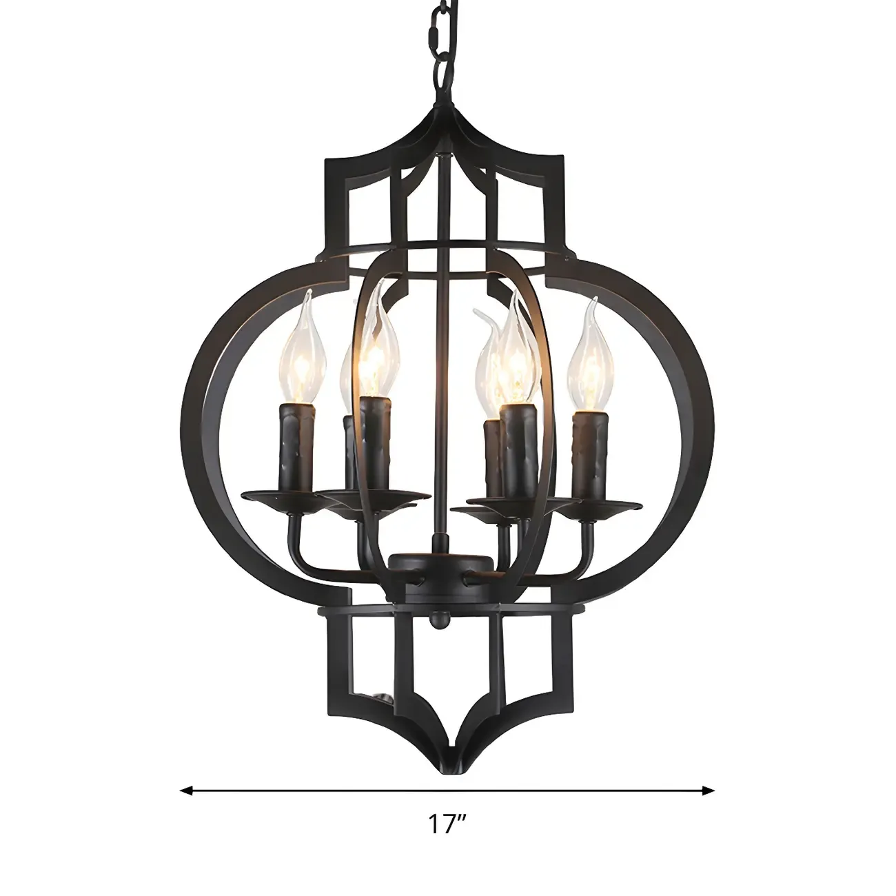 Industrial Metal Black Lantern Candle Chandelier Image - 6