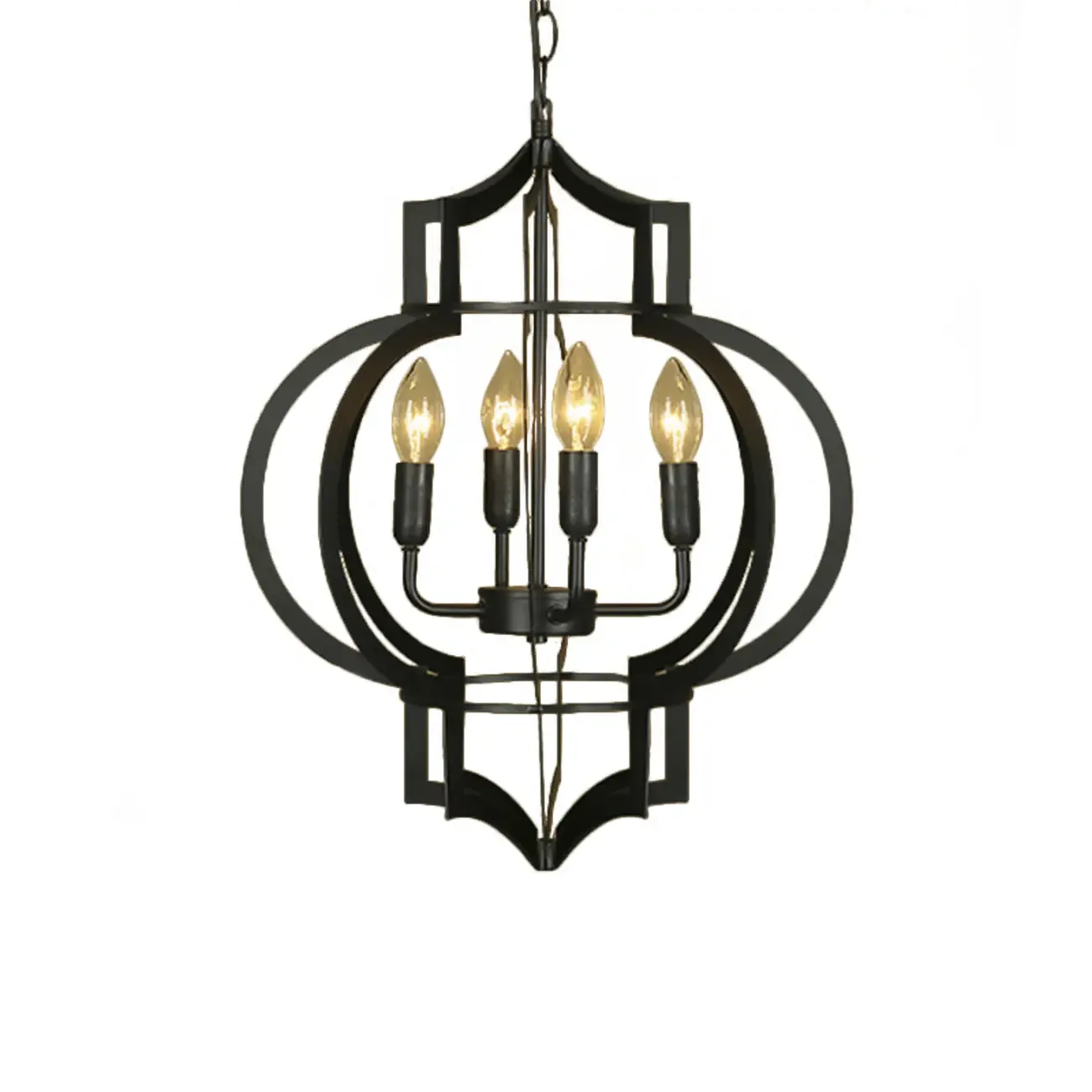 Industrial Metal Black Lantern Candle Chandelier Image - 9