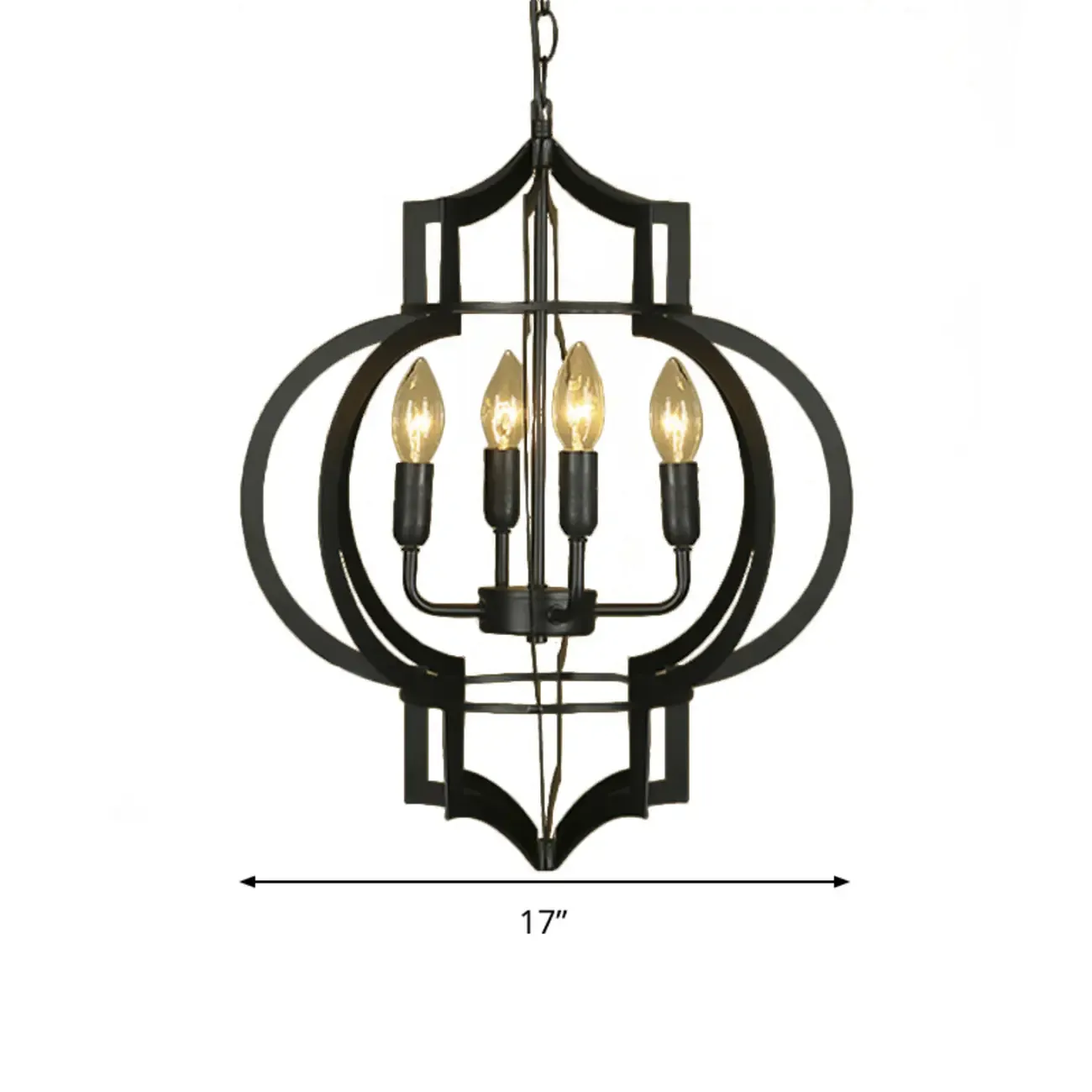 Industrial Metal Black Lantern Candle Chandelier Image - 10