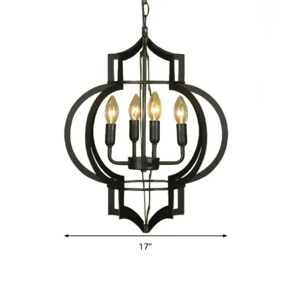 Industrial Metal Black Lantern Candle Chandelier Image - 10