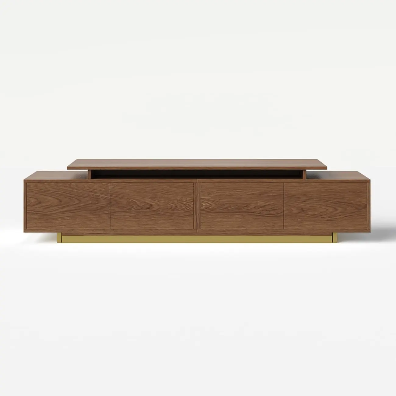 Extendable Walnut Wooden Open Storage TV Stand Image - 12 | homeyfad
