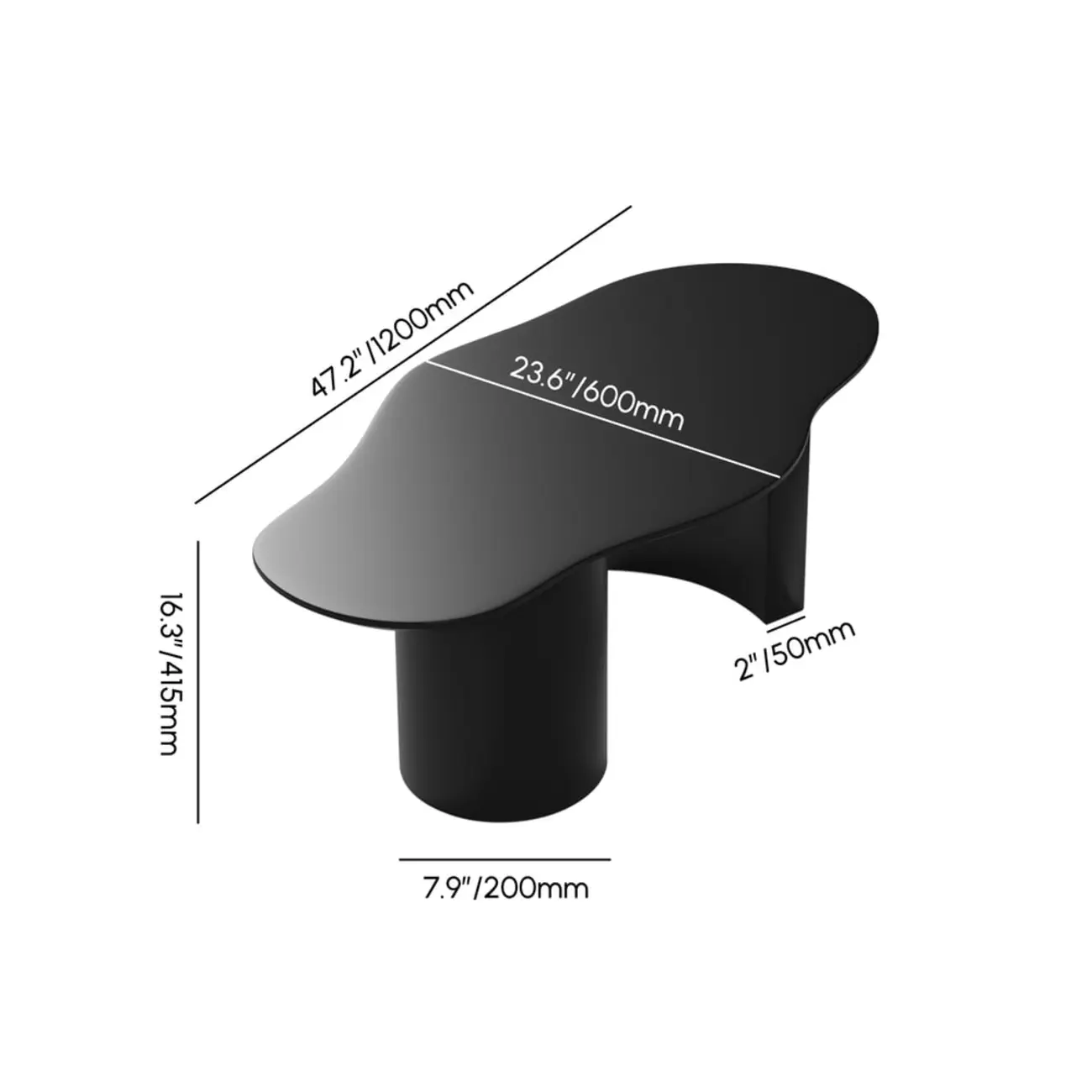 Japandi Cloud-Shaped Wood Coffee Table in White or Black Image - 7 | homeyfad