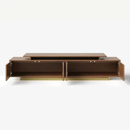Extendable Walnut Wooden Open Storage TV Stand Image - 16