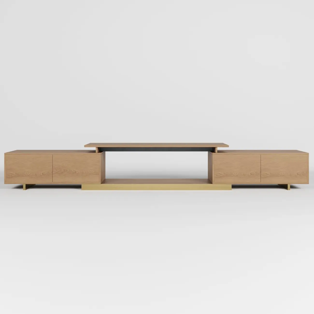 Extendable Modern Black Wooden Open Storage TV Stand Image - 12 | homeyfad