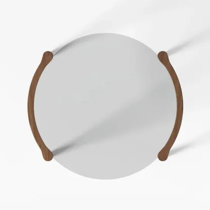 Vintage Solid Wood Clear Glass Round Coffee Table with 4 Legs Image - 6