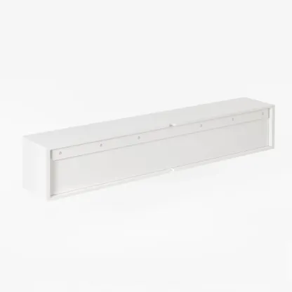 Modern Long Floating White TV Stand with Drawers Image - 10