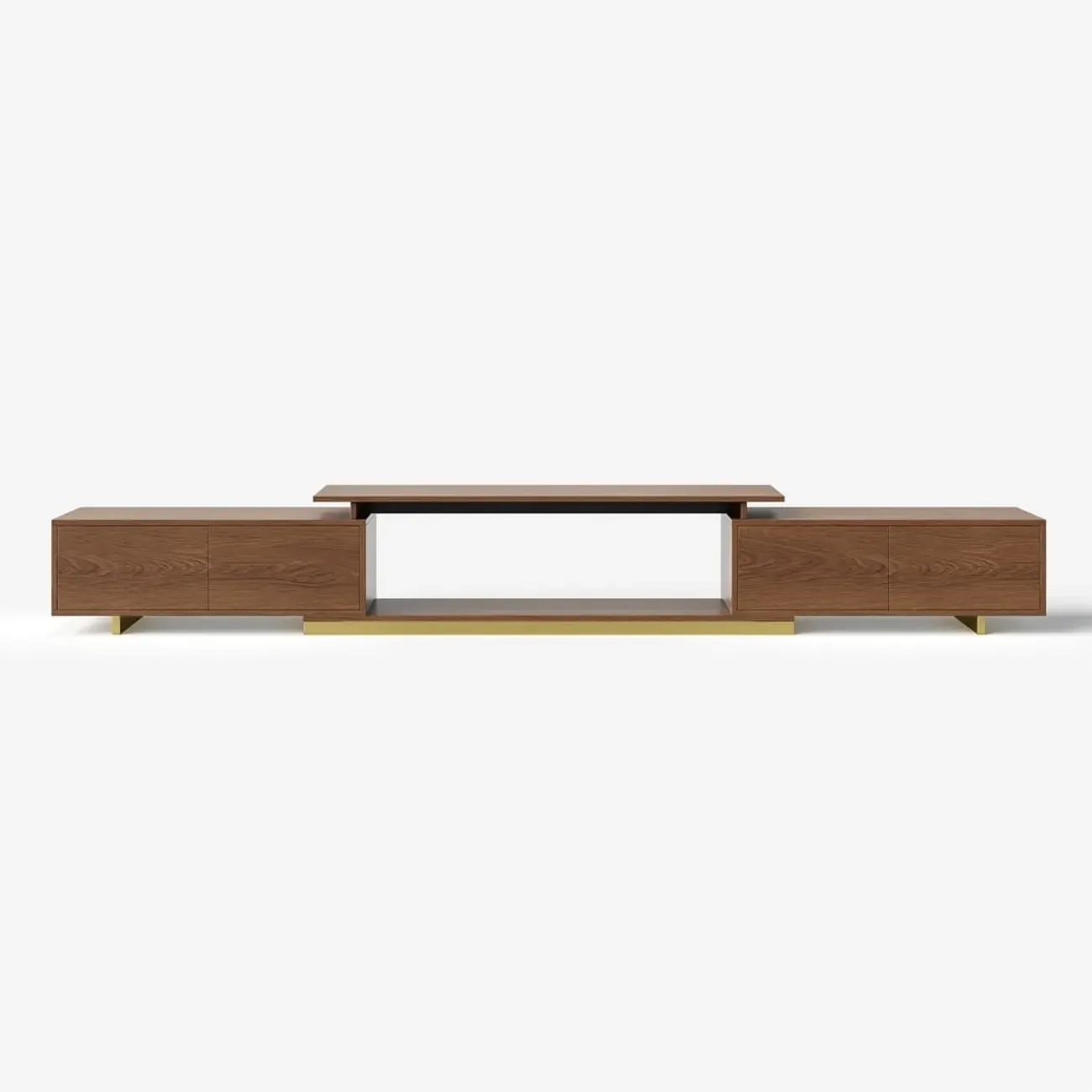 Extendable Walnut Wooden Open Storage TV Stand Image - 13