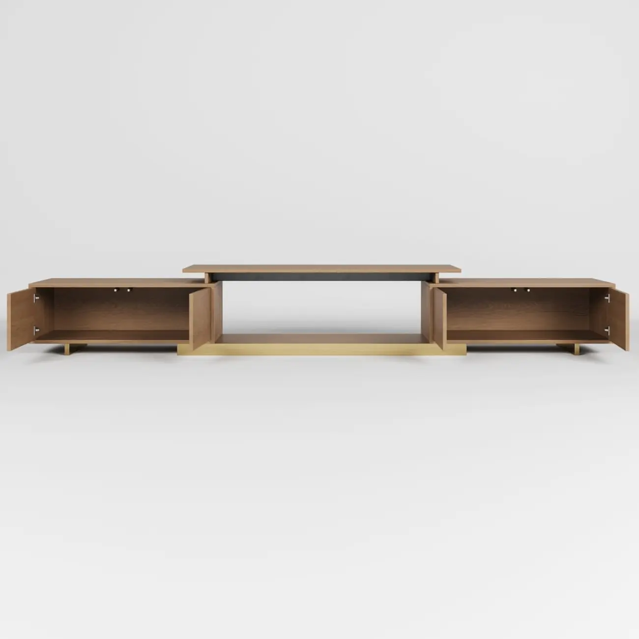 Extendable Modern Black Wooden Open Storage TV Stand Image - 11 | homeyfad