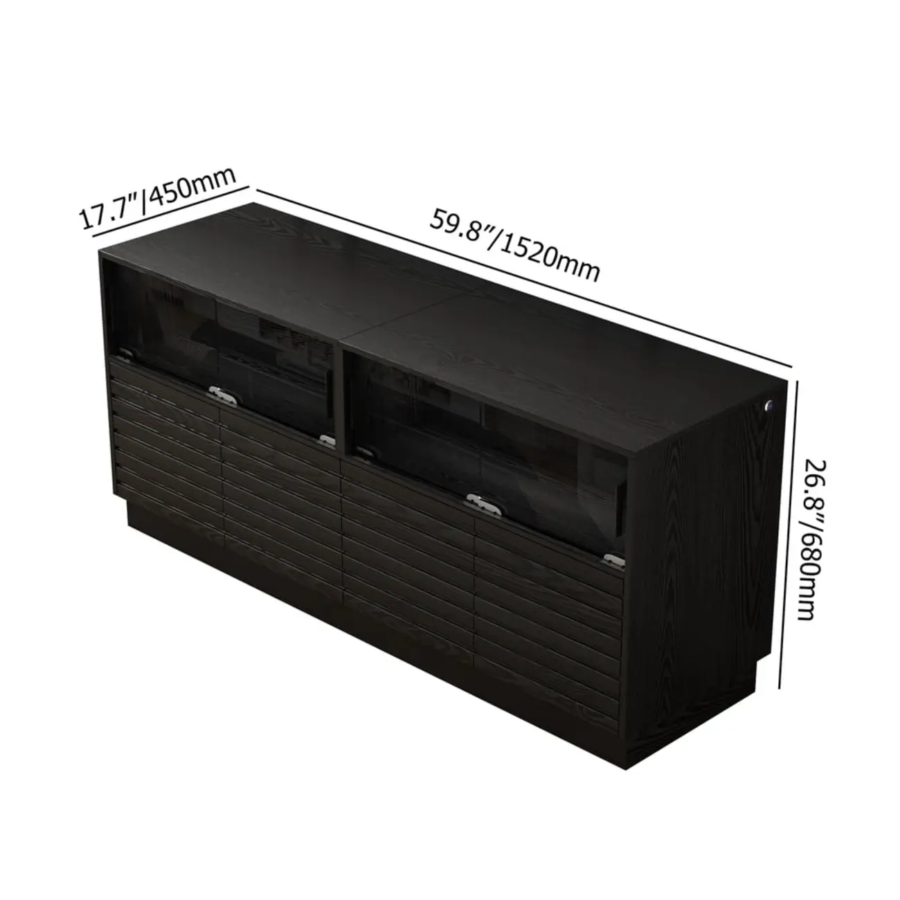 Modern Black Rectangular Wooden LED TV Stand Image - 10 | homeyfad