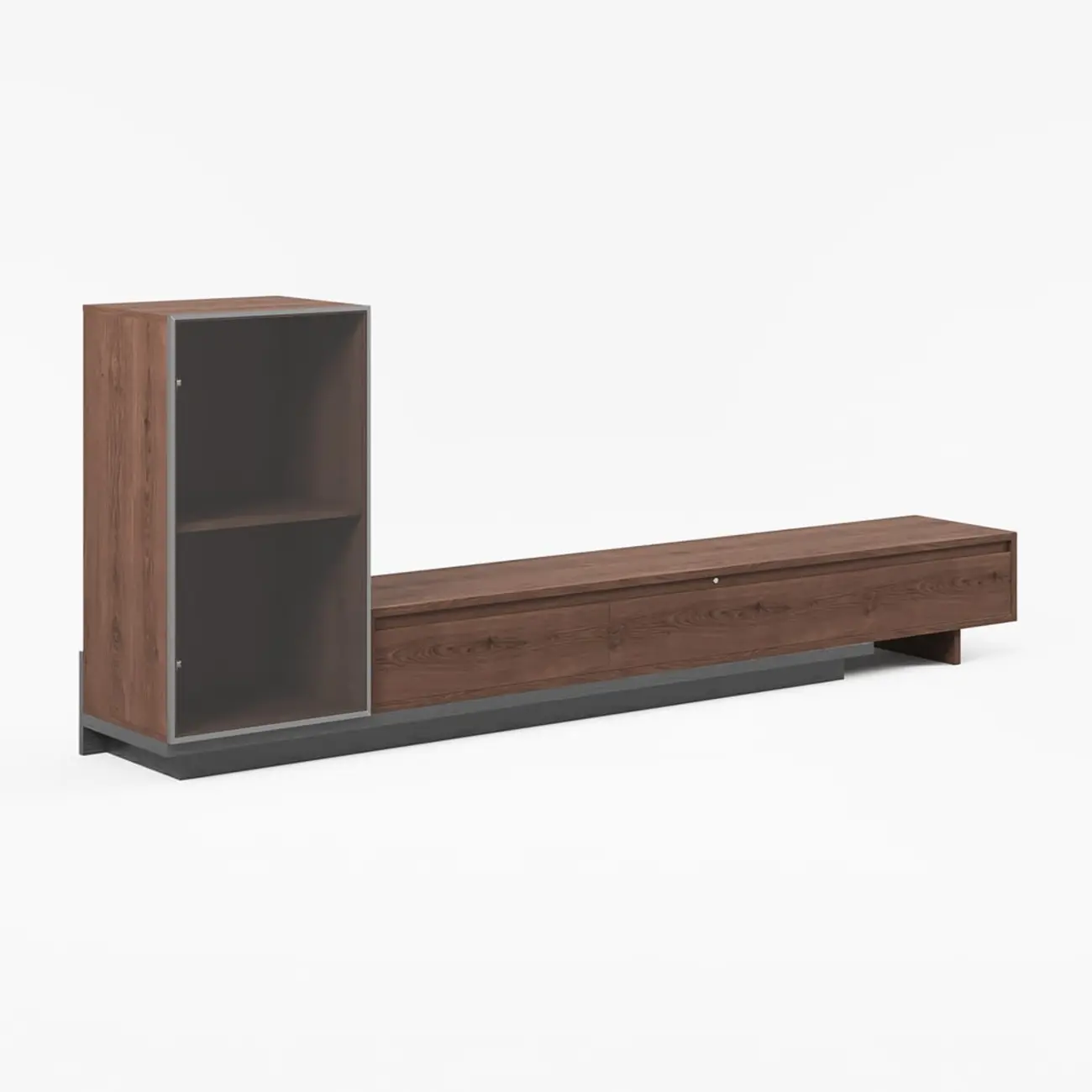 Mid-Century Walnut Extendable Wooden TV Stand with Drawers Image - 17 | homeyfad