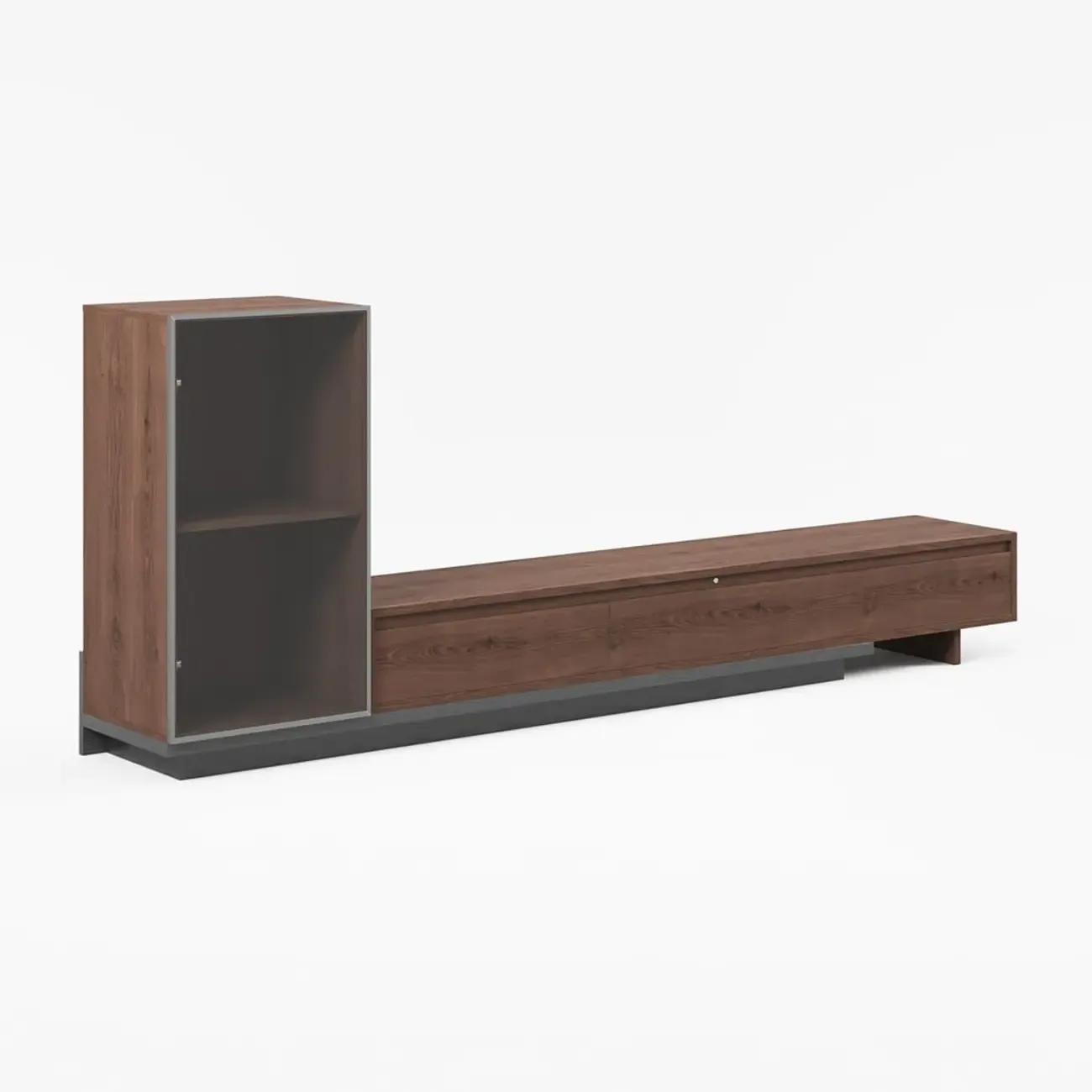 Mid-Century Walnut Extendable Wooden TV Stand with Drawers Image - 17