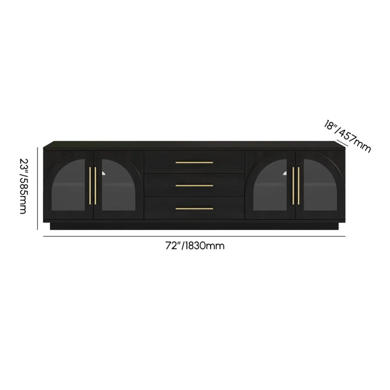 LED 3-Drawer Wooden Arched Glass Doors TV Stand Image - 15 | homeyfad