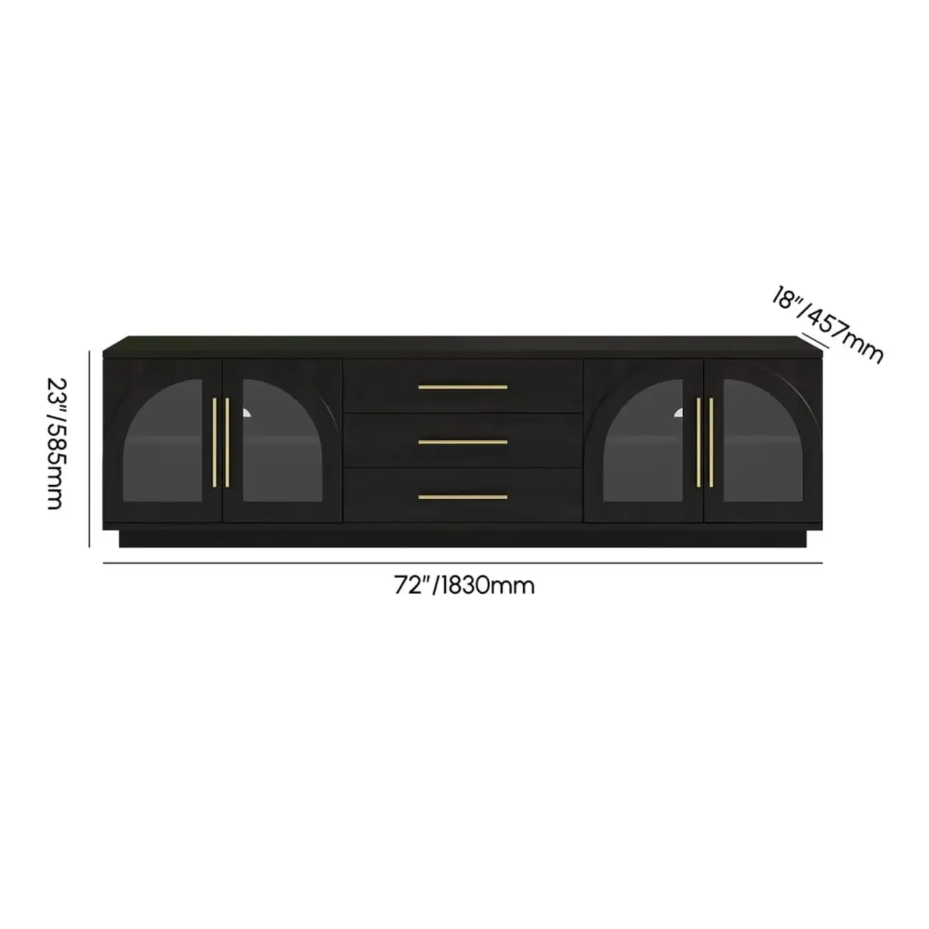 LED 3-Drawer Wooden Arched Glass Doors TV Stand Image - 15