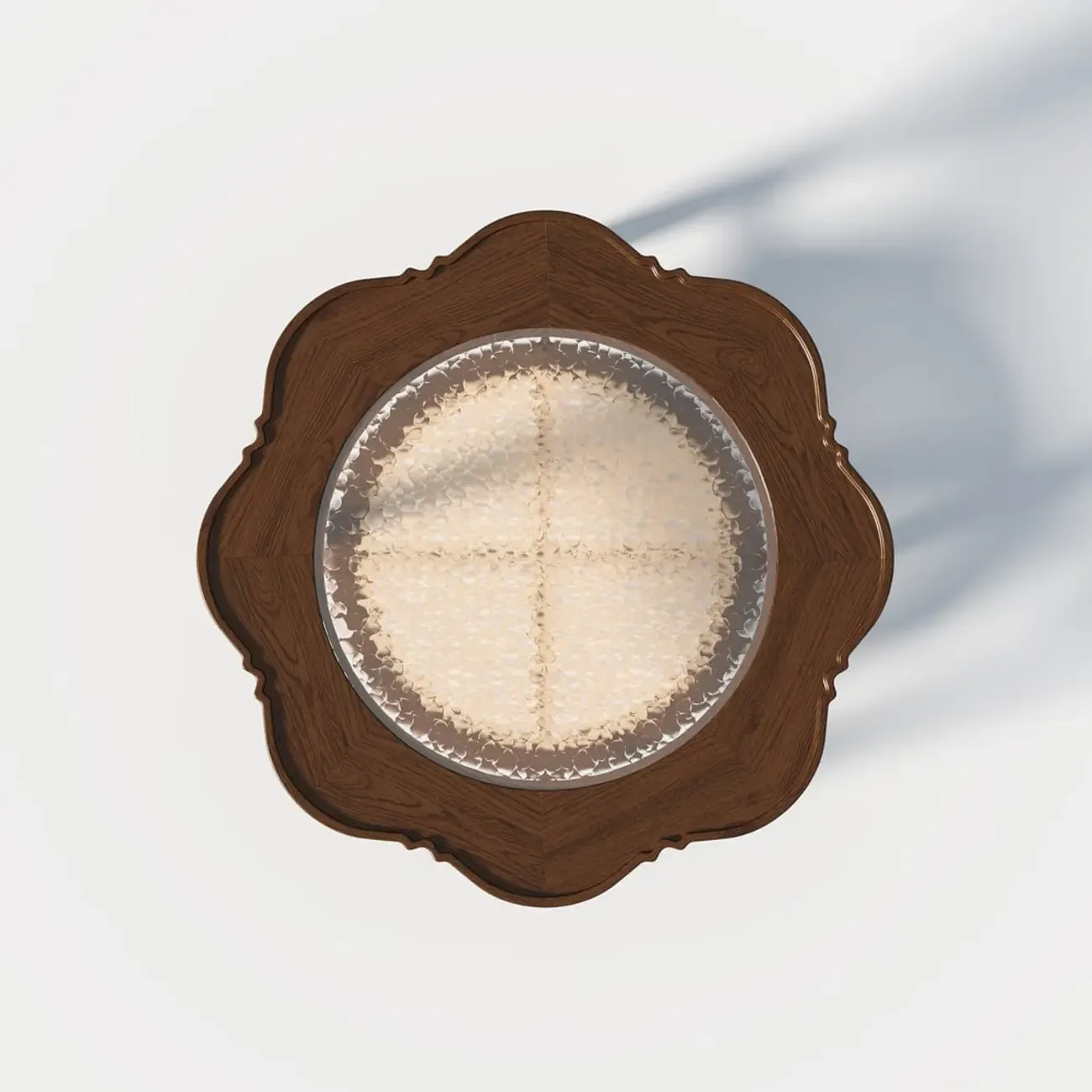 Classic 2-Layer Walnut Finish Wood Coffee Table in Glass Top Image - 6