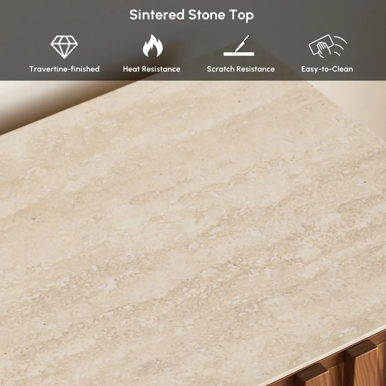 Mid-Century Wooden Slatted Walnut TV Stand with Doors Image - 9 | homeyfad