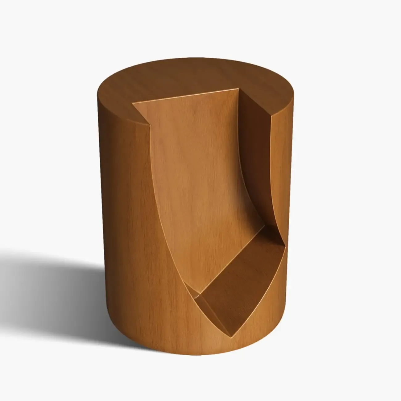 Round Walnut Wood Side Table with Open Storage for Couch Image - 8