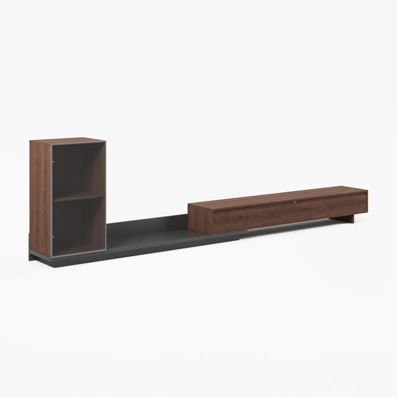 Mid-Century Walnut Extendable Wooden TV Stand with Drawers Image - 16 | homeyfad