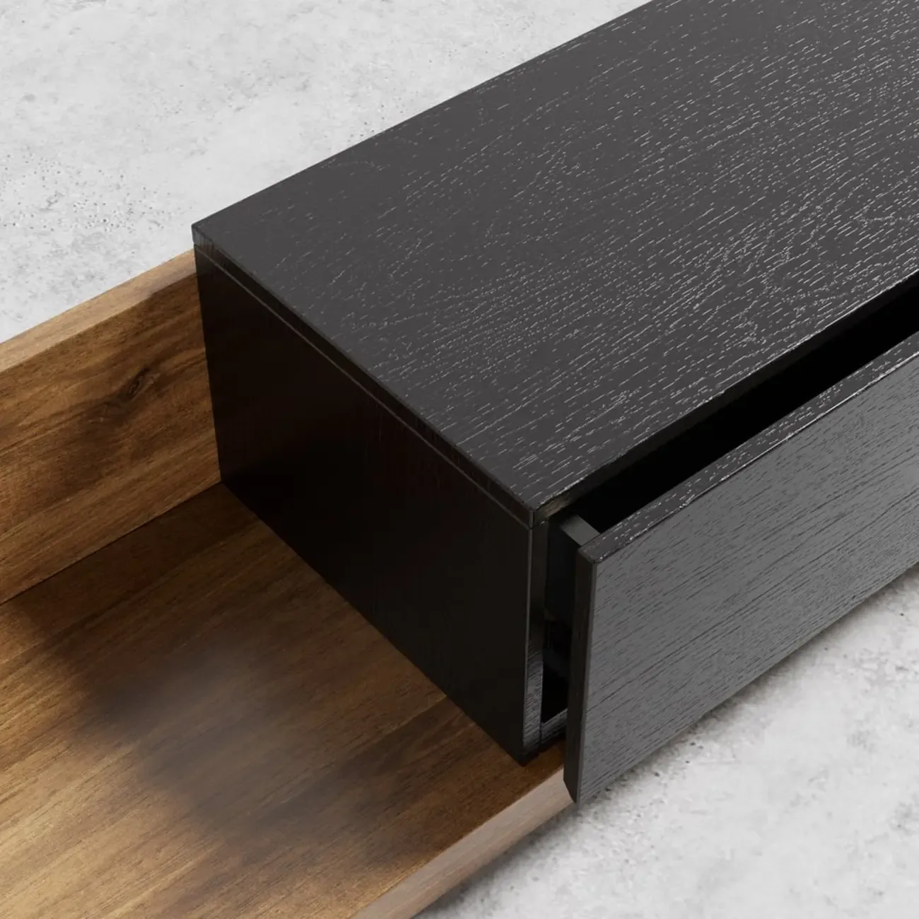 Extendable Floor Walnut TV Stand with 3 Drawers Image - 13