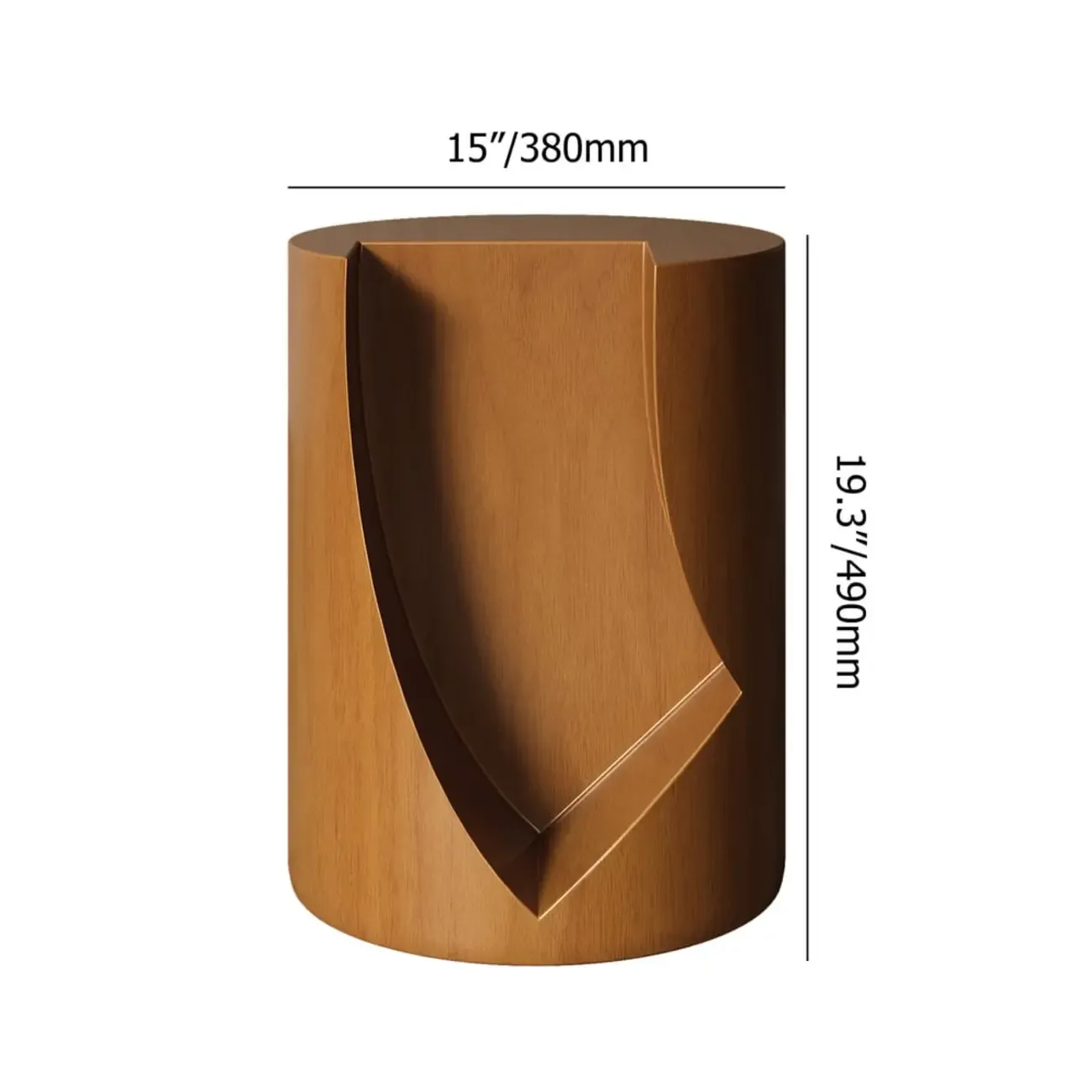 Round Walnut Wood Side Table with Open Storage for Couch Image - 6