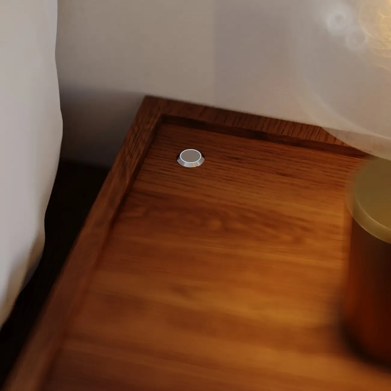 Walnut Wireless Charging Floating Nightstand with Light Set of 2 Image - 5