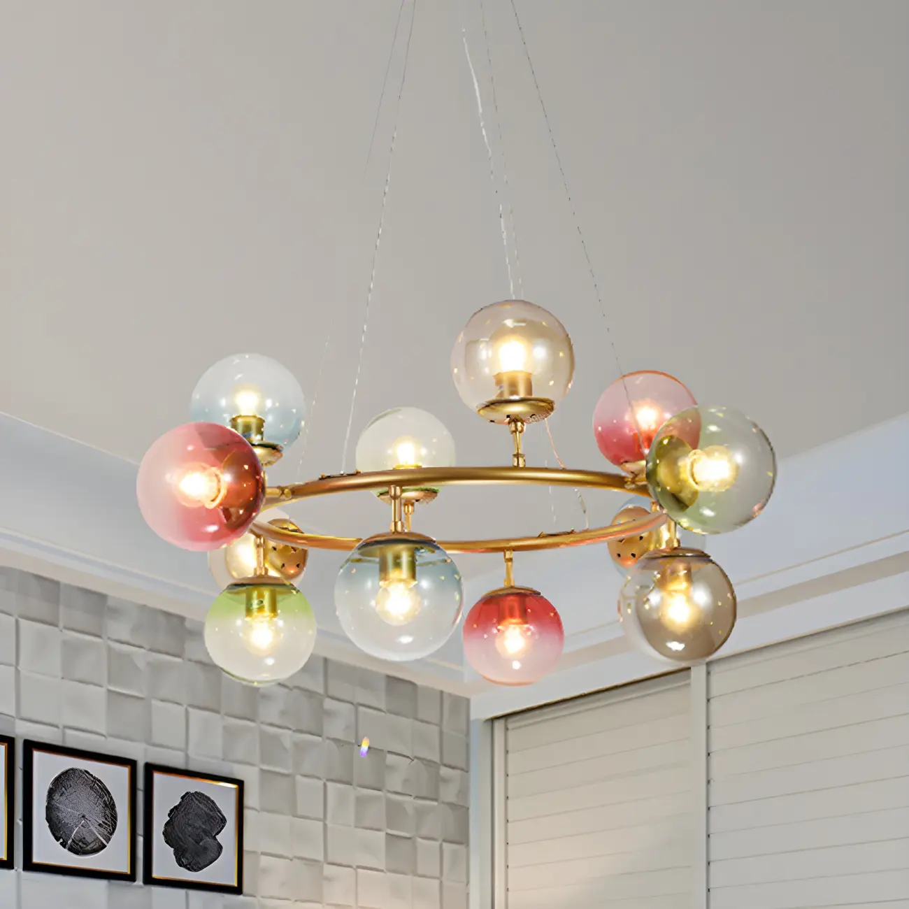 Modern Multi-Colored Ring Sphere Chandelier Image - 1 | homeyfad