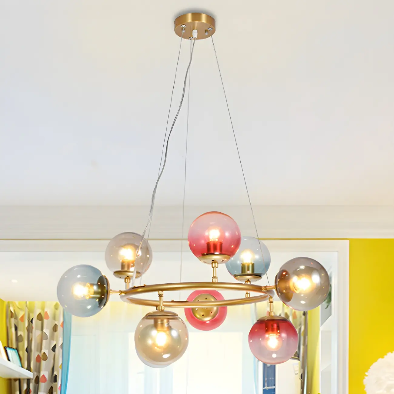 Modern Multi-Colored Ring Sphere Chandelier Image - 7 | homeyfad