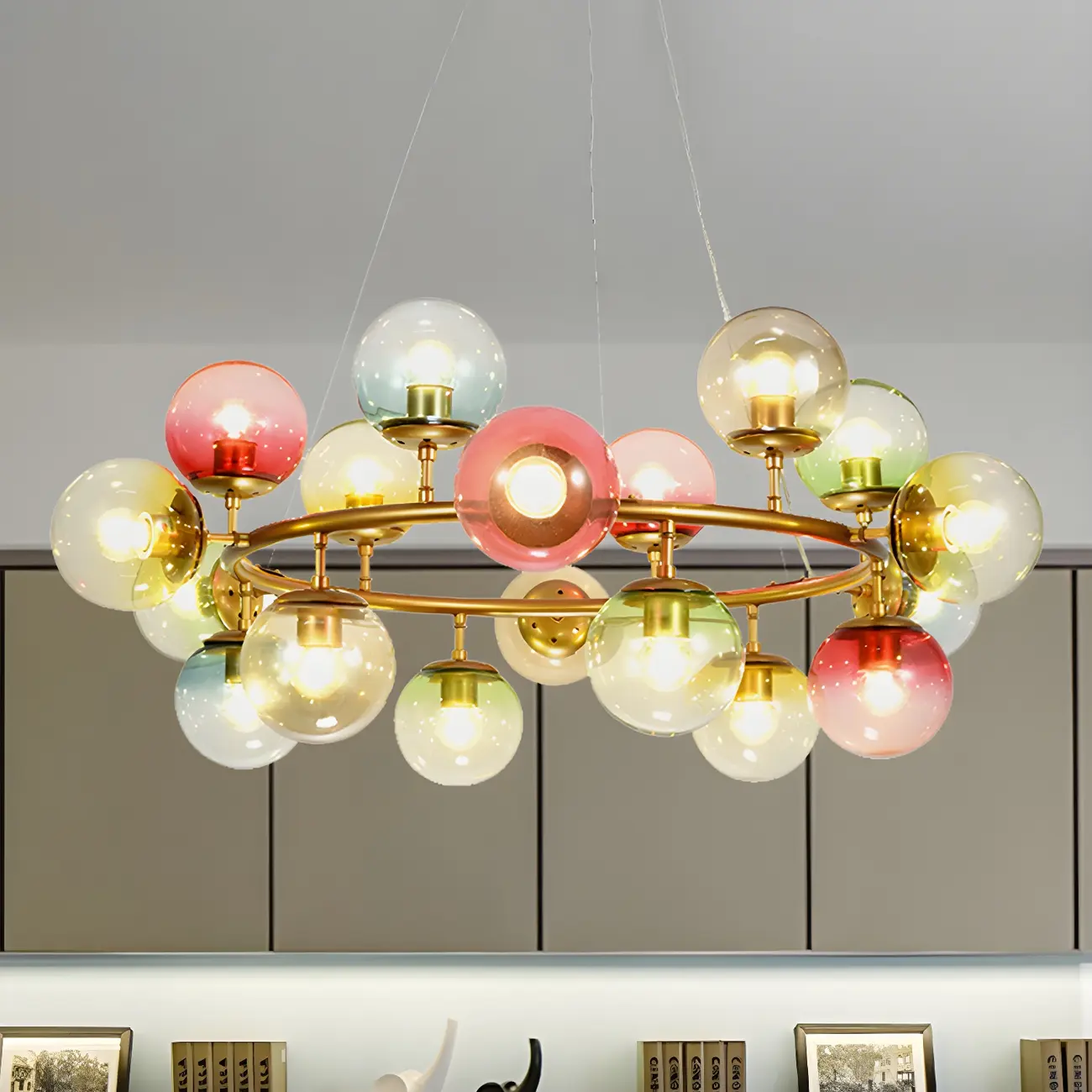 Modern Multi-Colored Ring Sphere Chandelier Image - 2 | homeyfad
