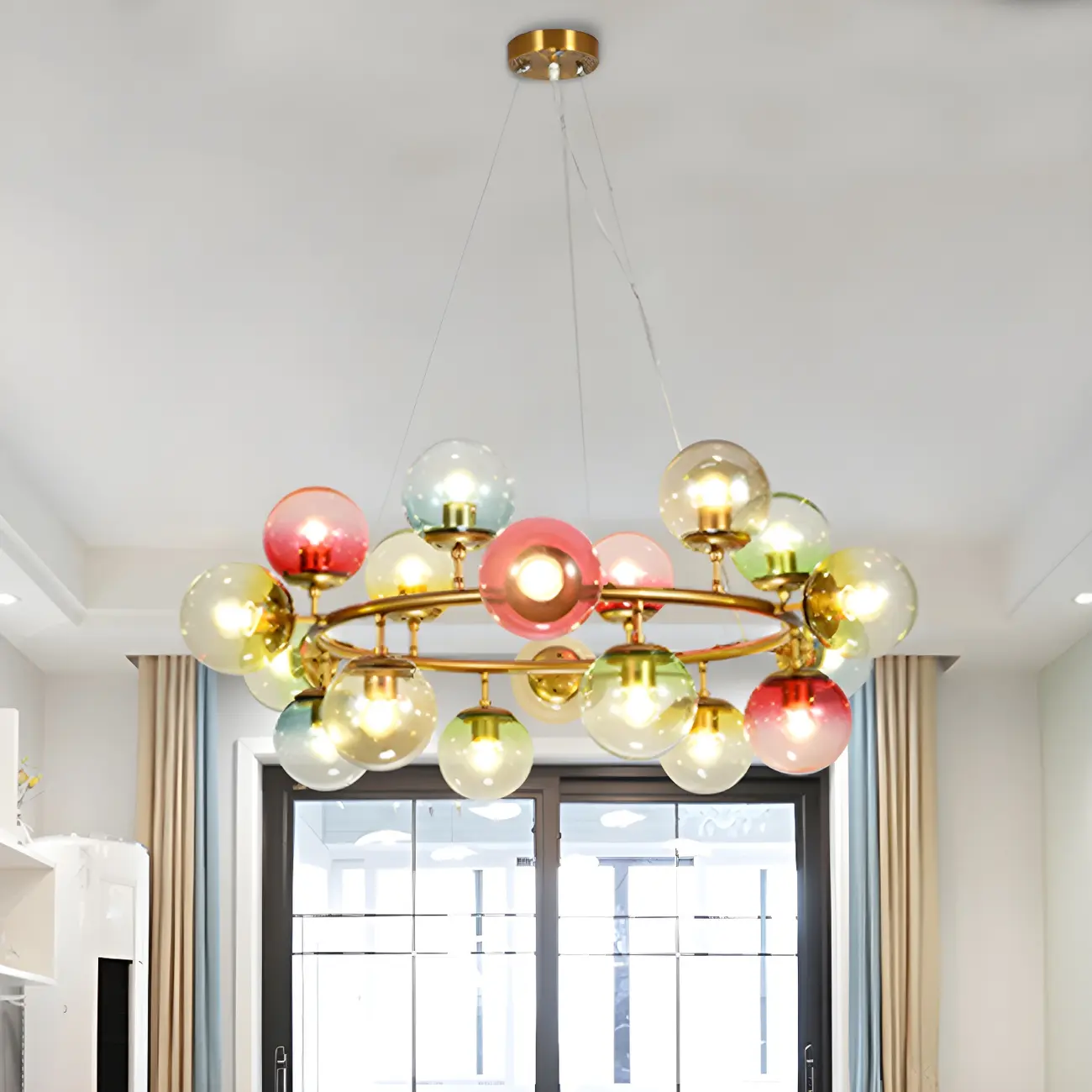 Modern Multi-Colored Ring Sphere Chandelier Image - 10 | homeyfad