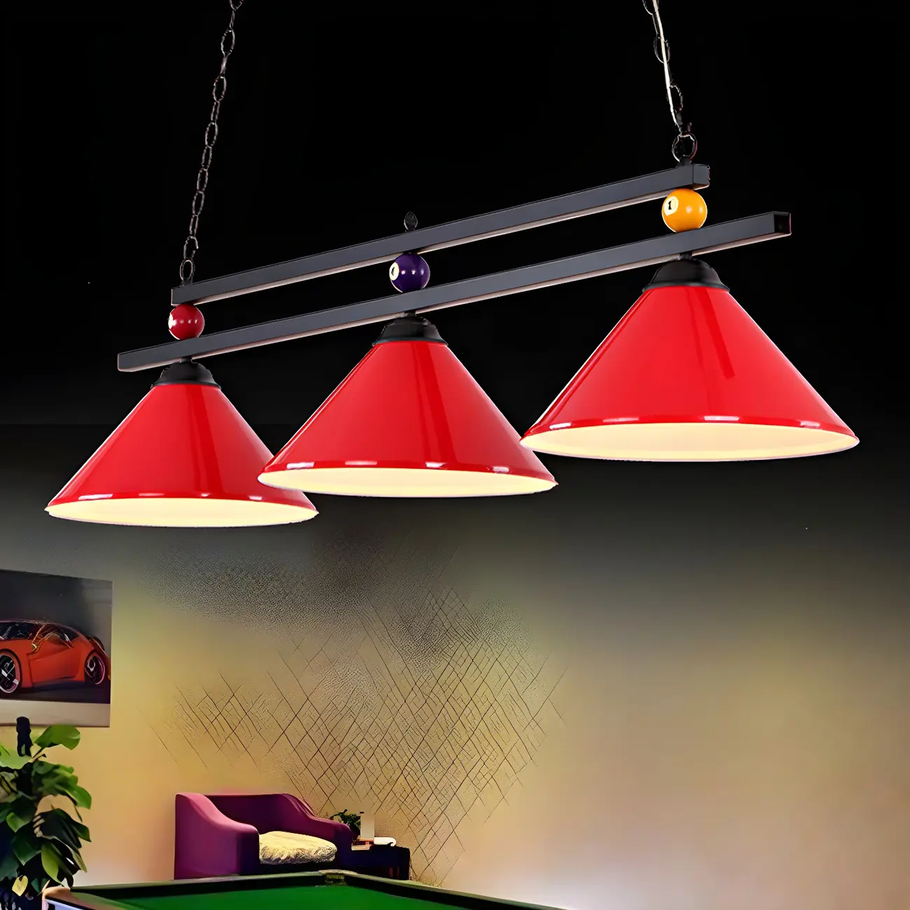 Rustic Metal 3-Light Pendant Light for Game Room Image - 7 | homeyfad