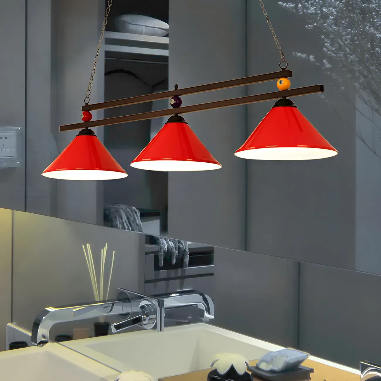 Rustic Metal 3-Light Pendant Light for Game Room Image - 8