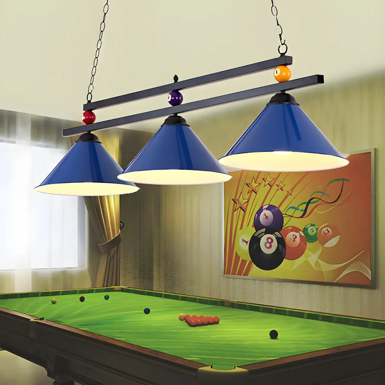 Rustic Metal 3-Light Pendant Light for Game Room Image - 10