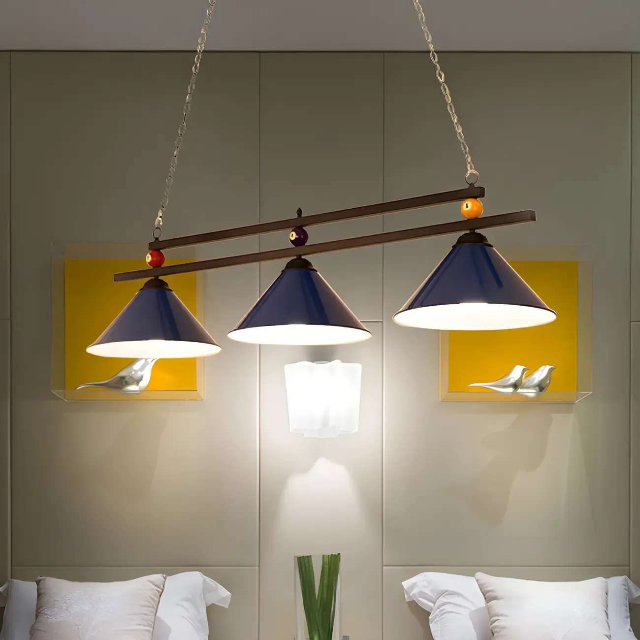 Rustic Metal 3-Light Pendant Light for Game Room Image - 2