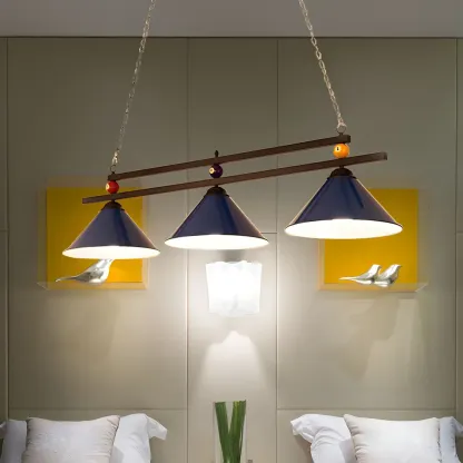 Rustic Metal 3-Light Pendant Light for Game Room Image - 2