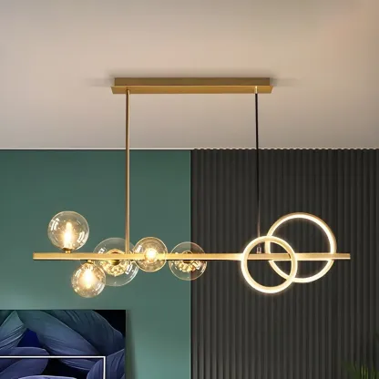 Modern Glass Gold Multi-Light Island Pendant Light Image - 1