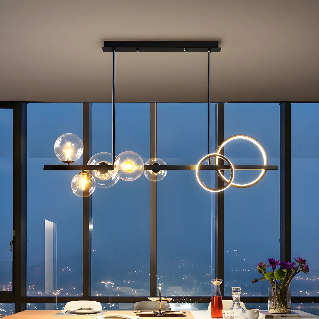 Modern Glass Gold Multi-Light Island Pendant Light Image - 2 | homeyfad