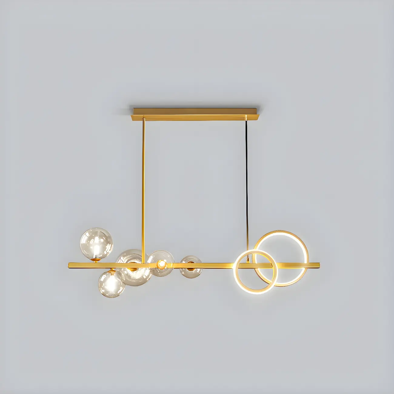 Modern Glass Gold Multi-Light Island Pendant Light Image - 10 | homeyfad