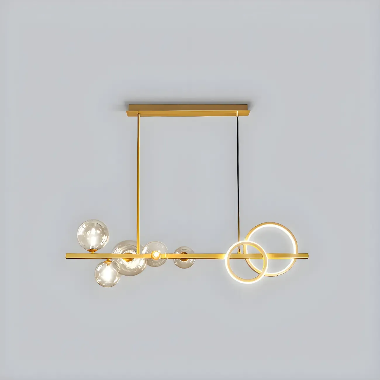 Modern Glass Gold Multi-Light Island Pendant Light Image - 10