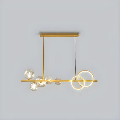 Modern Glass Gold Multi-Light Island Pendant Light Image - 10