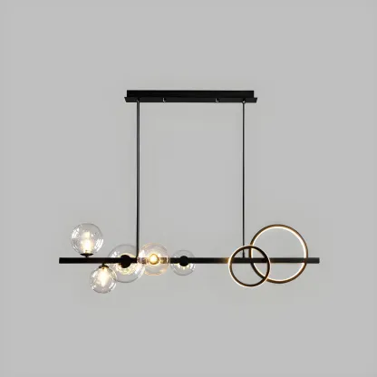 Modern Glass Gold Multi-Light Island Pendant Light Image - 11