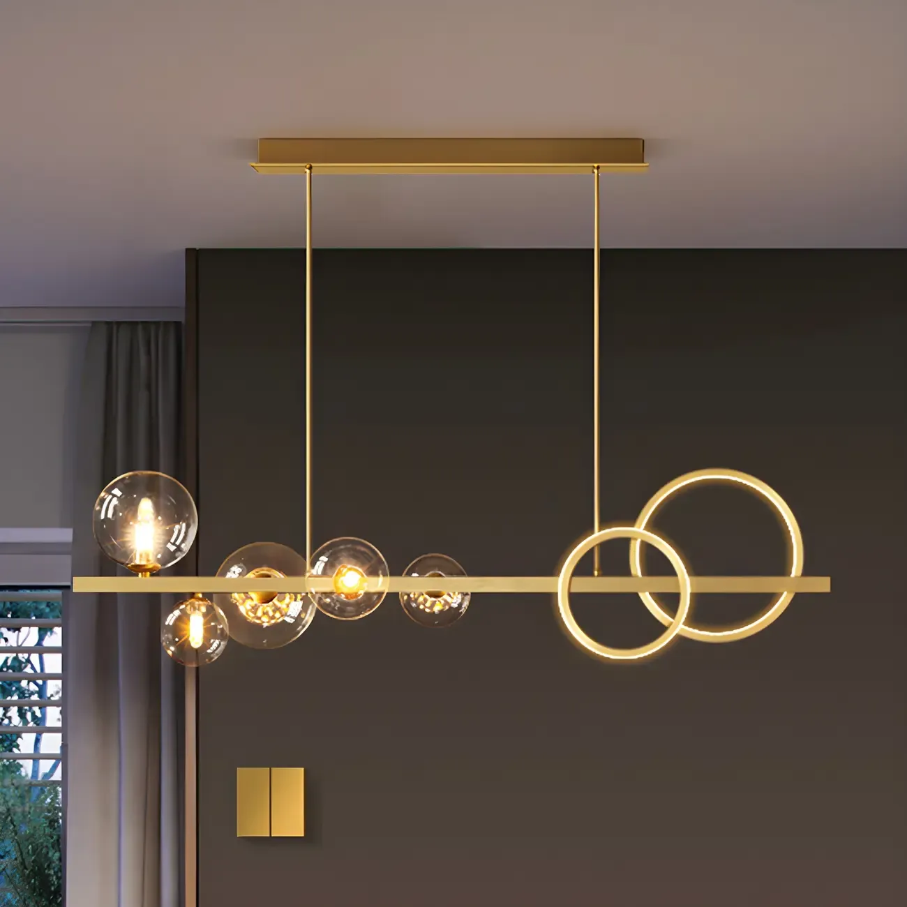 Modern Glass Gold Multi-Light Island Pendant Light Image - 16