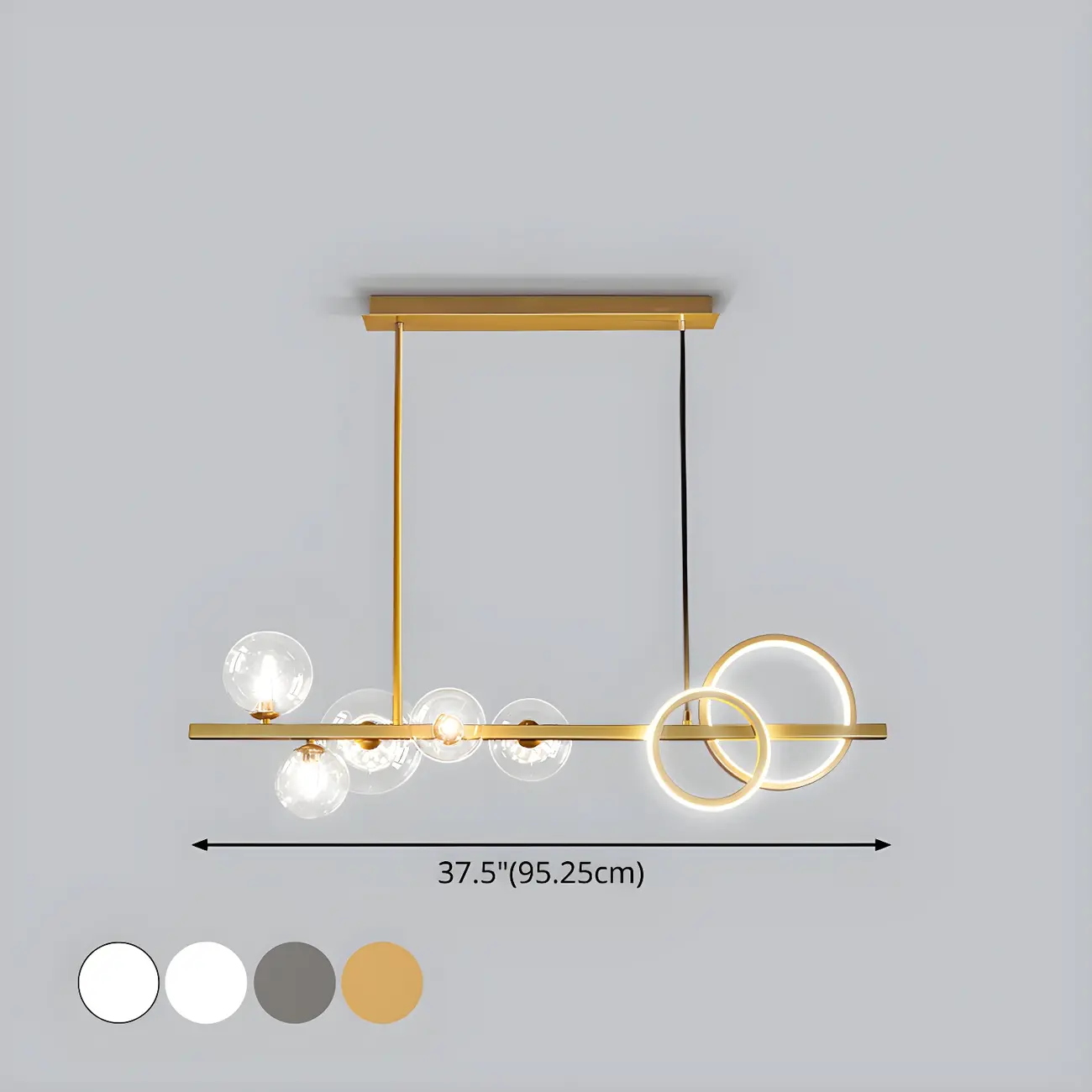 Modern Glass Gold Multi-Light Island Pendant Light Image - 18 | homeyfad