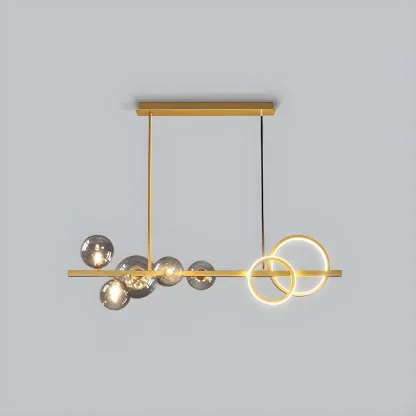 Modern Glass Gold Multi-Light Island Pendant Light Image - 20