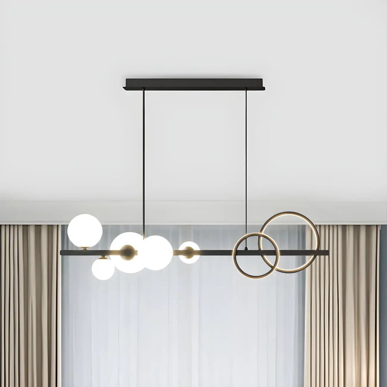 Modern Glass Gold Multi-Light Island Pendant Light Image - 21