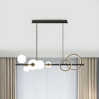 Modern Glass Gold Multi-Light Island Pendant Light Image - 21