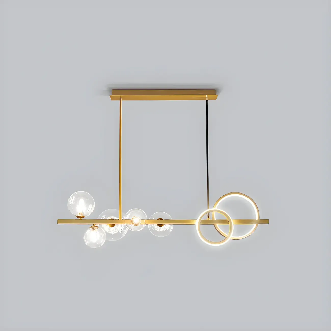 Modern Glass Gold Multi-Light Island Pendant Light Image - 22