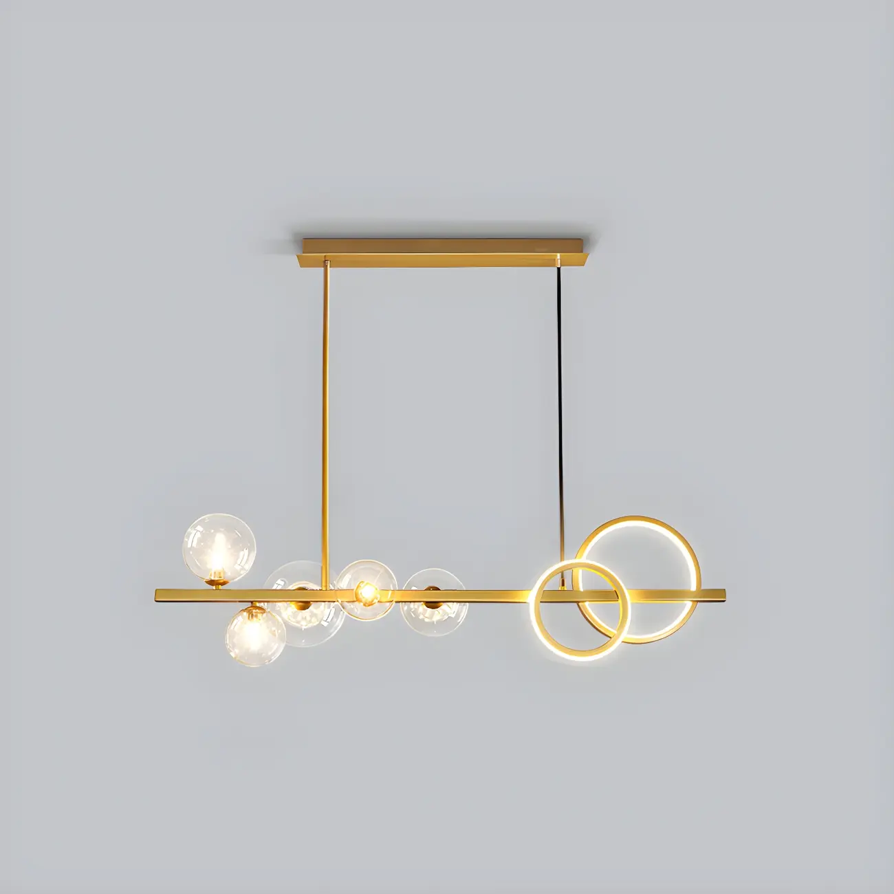 Modern Glass Gold Multi-Light Island Pendant Light Image - 24 | homeyfad