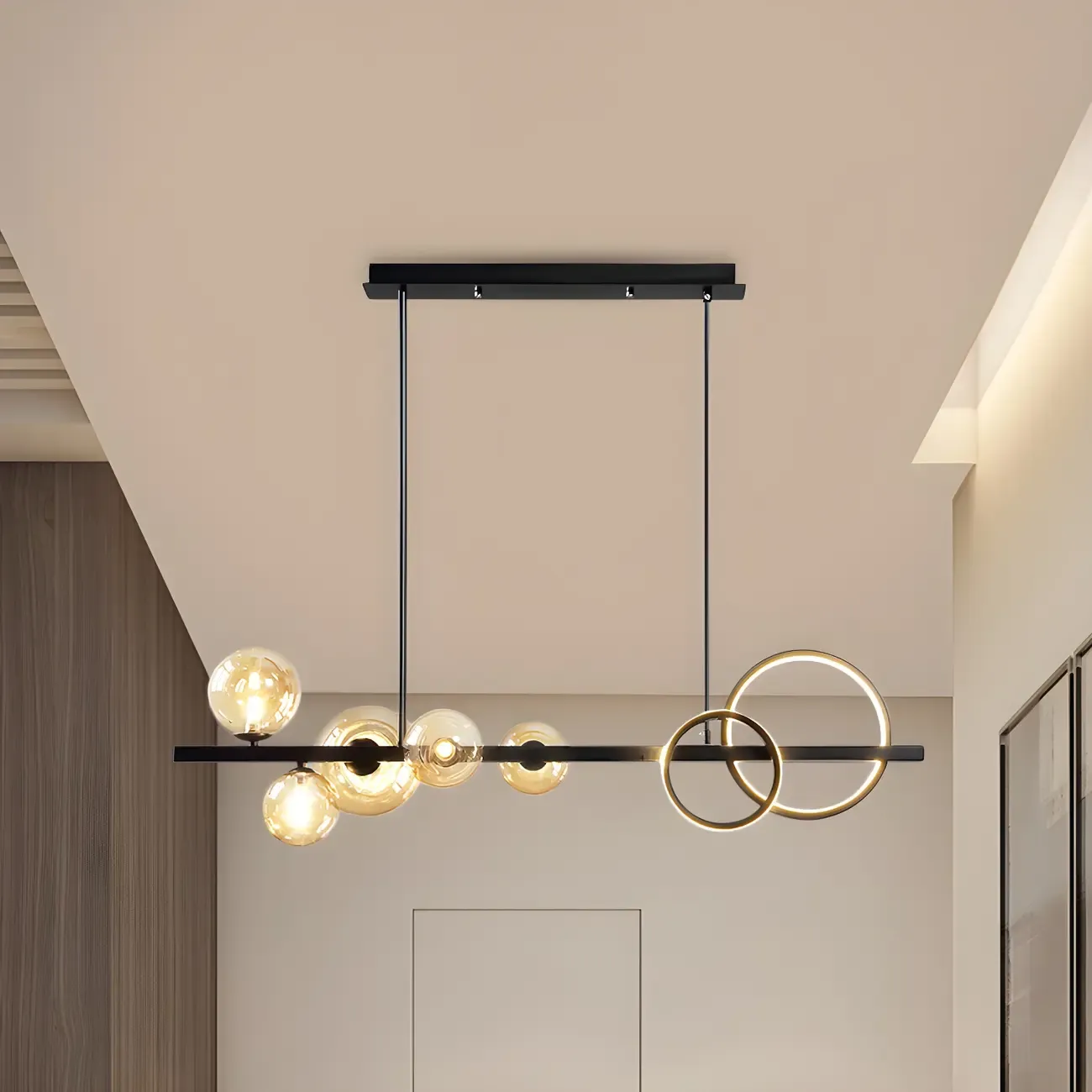 Modern Glass Gold Multi-Light Island Pendant Light Image - 26