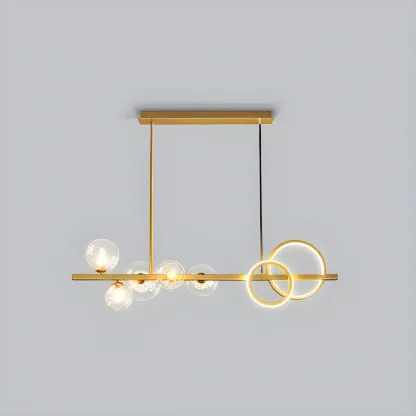 Modern Glass Gold Multi-Light Island Pendant Light Image - 28