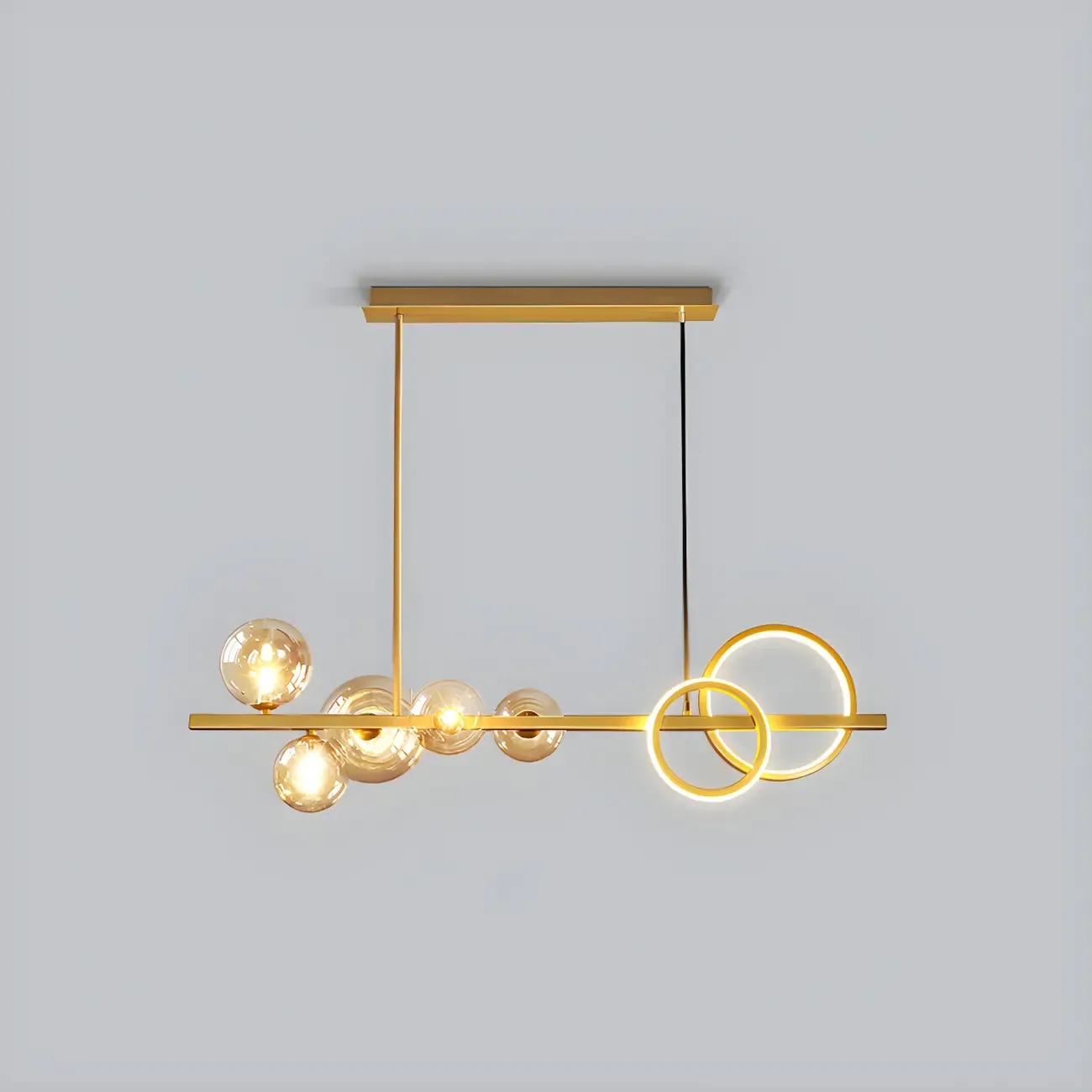 Modern Glass Gold Multi-Light Island Pendant Light Image - 32