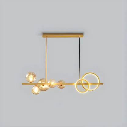 Modern Glass Gold Multi-Light Island Pendant Light Image - 32